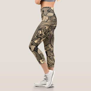 Füchsischer Sepia-Ton Capri Leggings