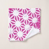 Fuchsisches geometrisches Muster Badhandtuch Set (Waschlappen)