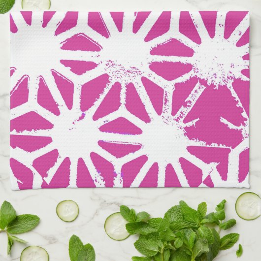 Fuchsisches geometrisches Muster Geschirrtuch (Gefaltet)