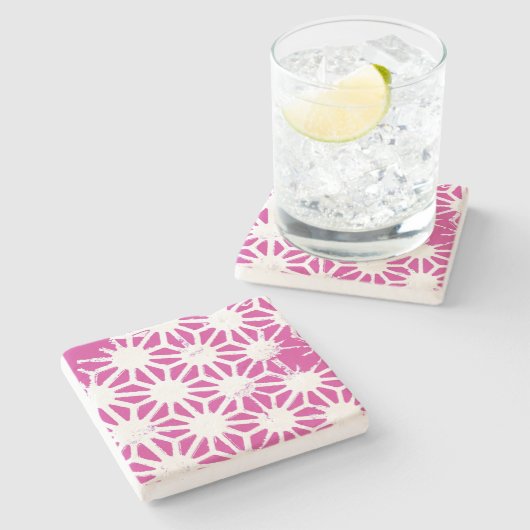 Fuchsisches geometrisches Muster Steinuntersetzer (Seitenansicht)