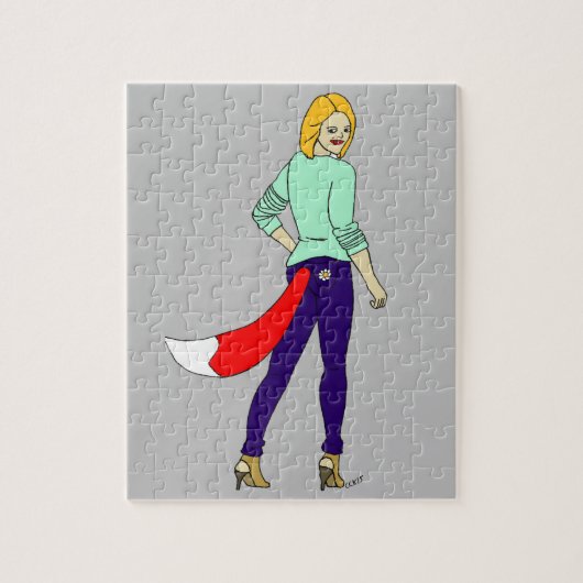 Füchsisches Mädchen Knopf Puzzle (Vertikal)