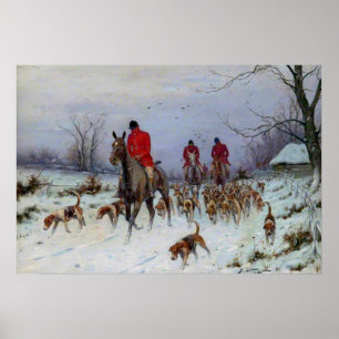 Fuchsjagd Jäger und Hunde kehren nach Hause zurück Poster