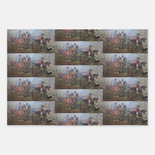 Fuchsjagd Wrapping Paper Flat Sheet Set 3 Geschenkpapier Set (Vorderseite 3)