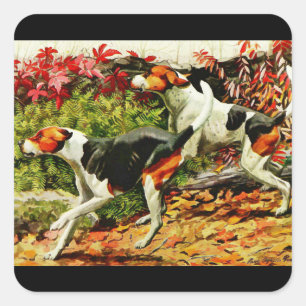 Fuchsjagdhunde (Englisch & Amerikanisch) im Herbst Quadratischer Aufkleber