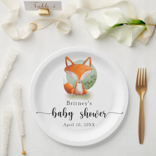 Fuchsjunges - Babyparty Pappteller (Hochzeit)