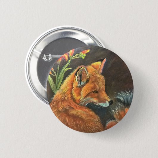 Fuchslandschaftsfarbenmalereihandkunstnatur Button (Vorne & Hinten)