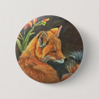 Fuchslandschaftsfarbenmalereihandkunstnatur Button