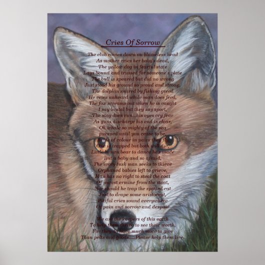 Fuchsmalerei mit Originalgedicht Poster (Vorne)