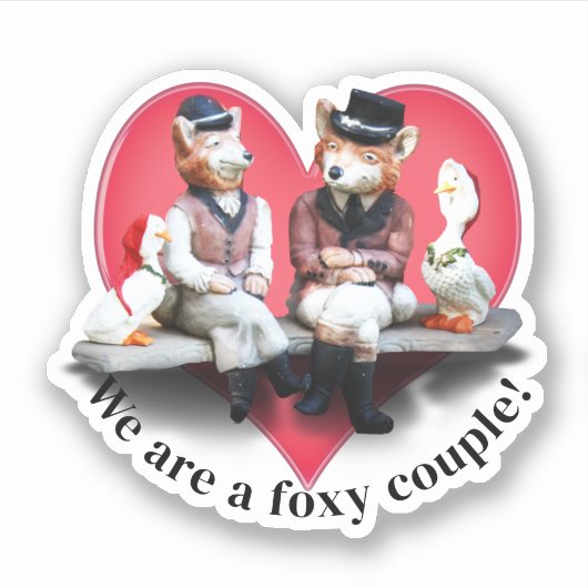 Fuchspaar Valentinstag Aufkleber (Vorderseite)