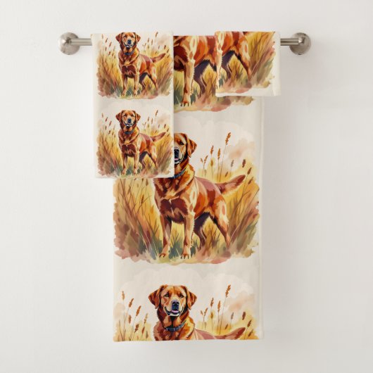 Fuchsroter Labrador Retriever Hund Badhandtuch Set (Insitu)