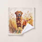Fuchsroter Labrador Retriever Hund Badhandtuch Set (Waschlappen)