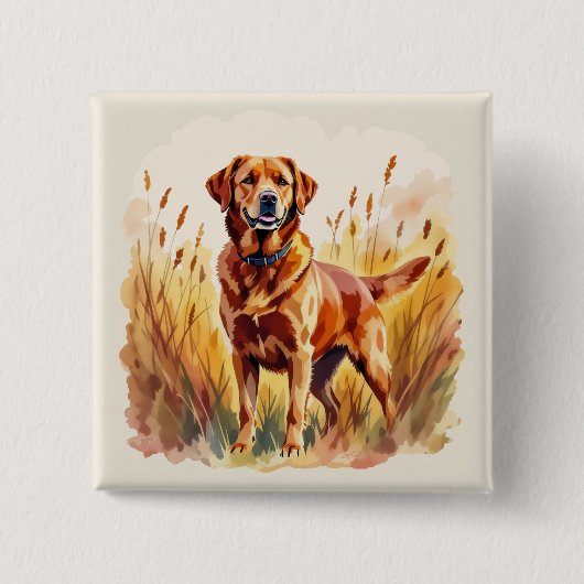Fuchsroter Labrador Retriever Hund Button (Vorderseite)