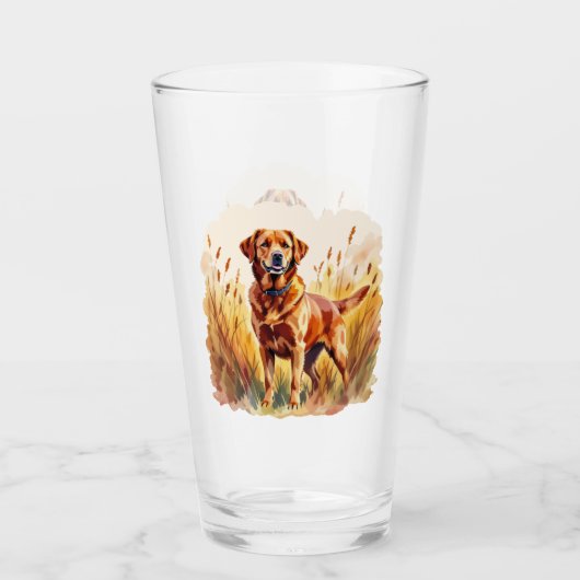Fuchsroter Labrador Retriever Hund Glas (Vorderseite)