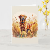 Fuchsroter Labrador Retriever Hund Karte (Gelbe Blume)
