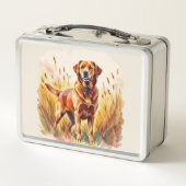 Fuchsroter Labrador Retriever Hund Metall Brotdose (Rückseite)