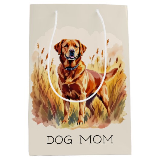 Fuchsroter Labrador Retriever Hund Mittlere Geschenktüte (Vorderseite)