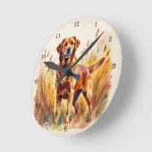 Fuchsroter Labrador Retriever Hund Runde Wanduhr (Winkel)