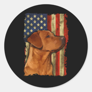 Fuchsroter Labrador Retriever Us Flag Fox Red Labr Runder Aufkleber
