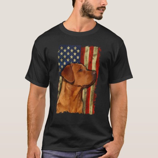 Fuchsroter Labrador Retriever US-Flagge Fuchsroter T-Shirt (Vorderseite)