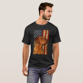 Fuchsroter Labrador Retriever US-Flagge Fuchsroter T-Shirt (Vorne ganz)