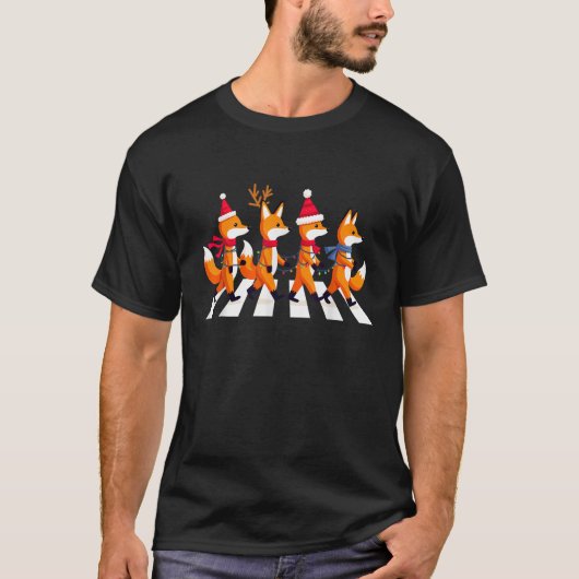 Fuchsüberquerung Straße Weihnachten T-Shirt (Vorderseite)