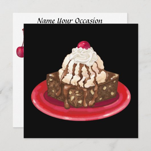 Fudge Brownie und Eiscreme Einladung (Vorne/Hinten)