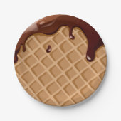 Fudge-Waffel-Kegel Pappteller (Vorderseite)
