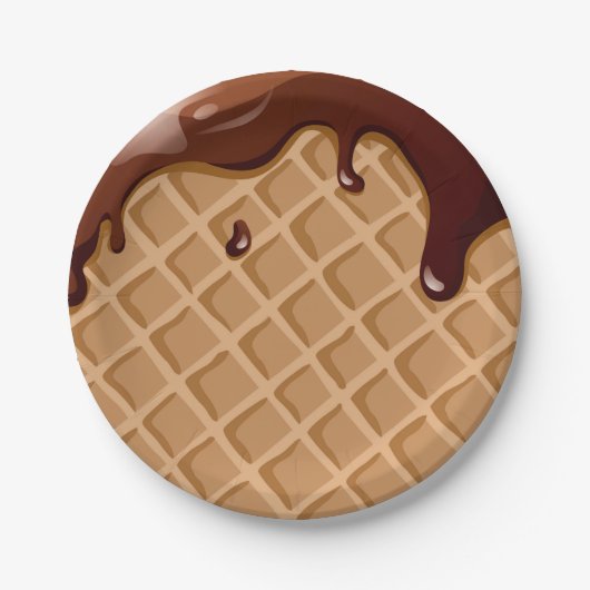 Fudge-Waffel-Kegel Pappteller (Vorderseite)