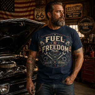 Fuel & Freiheit   Vintage-Garagenkultur Americana  T-Shirt
