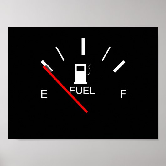 FUEL GAUGE EMPTY FULL BLACK WHITE RED TRAVEL POSTER (Vorne)