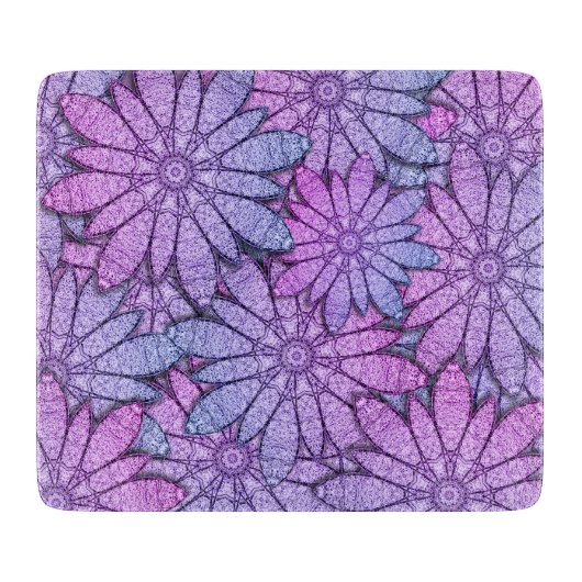 Fuel Purple Flowers Glas Schneidebrett (Vorderseite)