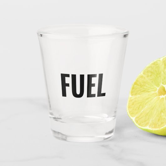 Fuel schwarze Buchstaben minimalistisch klar Schnapsglas (Vorderseite)