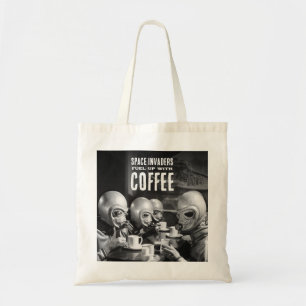 Fuel Up with Coffee Space Invaders Vintage Photo Tragetasche