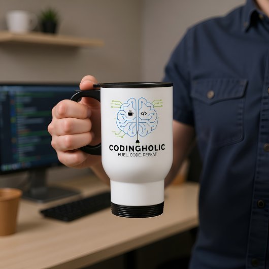 Fuel Your Brain Coding Addict Developer Reisebecher