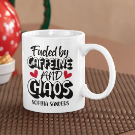 Fueled by Caffeine and Chaos Funny Coffee Lovers Kaffeetasse