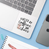 Fueled by Caffeine and Chaos Sticker, Funny Mom Aufkleber (Laptop mit iPhone)