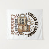 Fueled by Caffeine and Serious Cattitude Funny Cat Wandteppich (Vorderseite (Horizontal))
