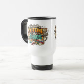 Fueled by Caffeine & Chaos Funny Coffee Mug Reisebecher (Vorderseite Links)