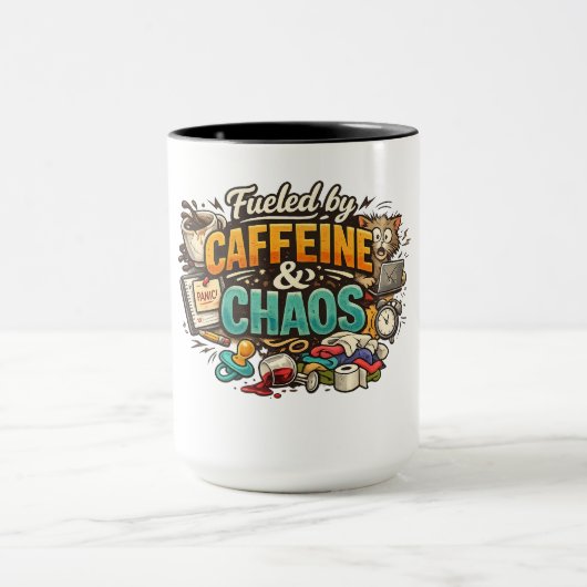 Fueled by Caffeine & Chaos Funny Coffee Mug Tasse (Zentrum)