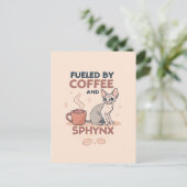 Fueled by Coffee and Sphynx Cat Art Postkarte (Stehend Vorderseite)