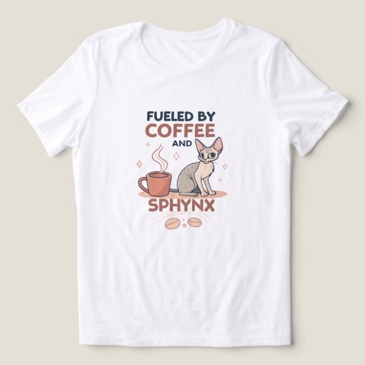 Fueled by Coffee and Sphynx Cat Art Tri-Blend Shirt (Design Vorderseite)