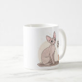 Fueled by Coffee and Sphynx Cat Illustration Kaffeetasse (VorderseiteRechts)