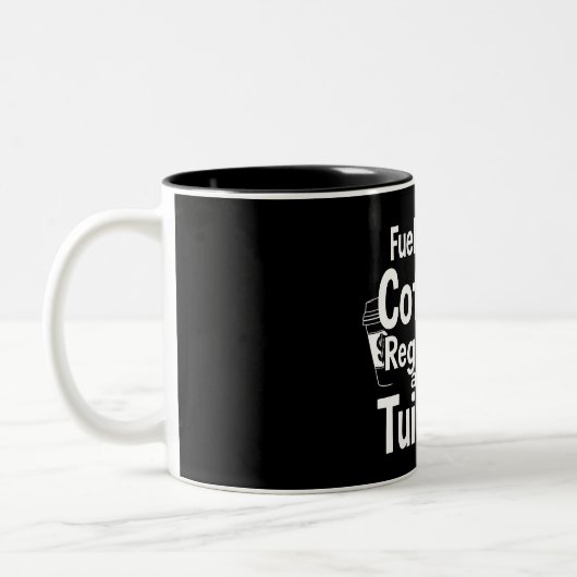 Fueled by Coffee Regret and Tuition Funny College Zweifarbige Tasse (Links)