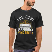 Fueled By Harmonica And Beer Harmonica Playing Bee T-Shirt (Vorderseite)
