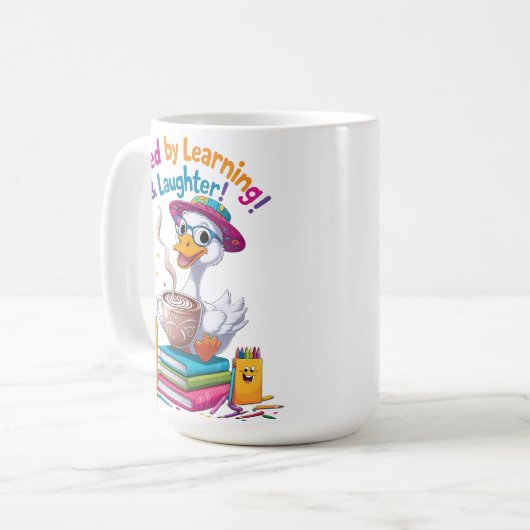 Fueled by Learning Goose Mug – Back to School Fun Kaffeetasse (Vorderseite Links)