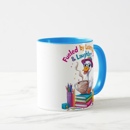 Fueled by Learning Goose Mug – Back to School Fun Tasse (VorderseiteRechts)