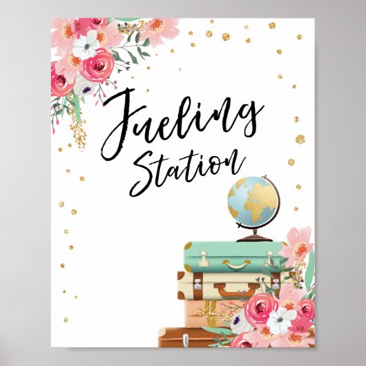 Fueling Station Bar sign Travel Shower Miss an Mrs Poster (Vorne)