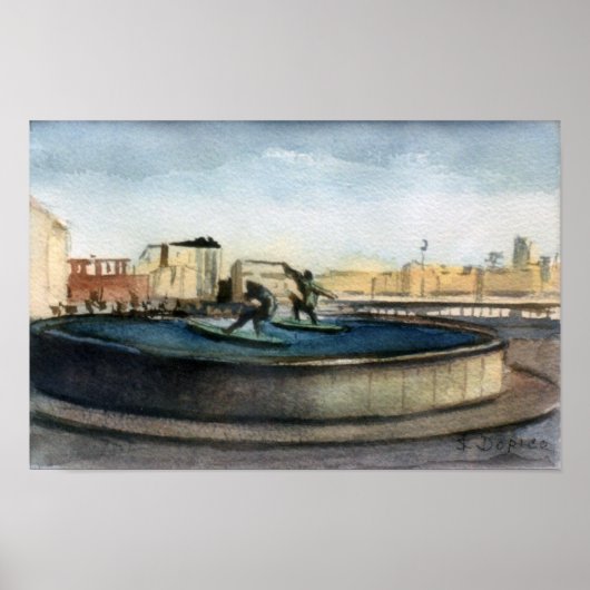 Fuente de los surfistas (A Coruña) Poster (Vorne)