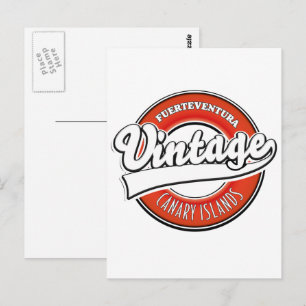 Fuerteventura Spanien Vintage Style Logo Postkarte