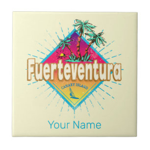 Fuerteventura Surfer Kanarische Inseln Vintage Fliese